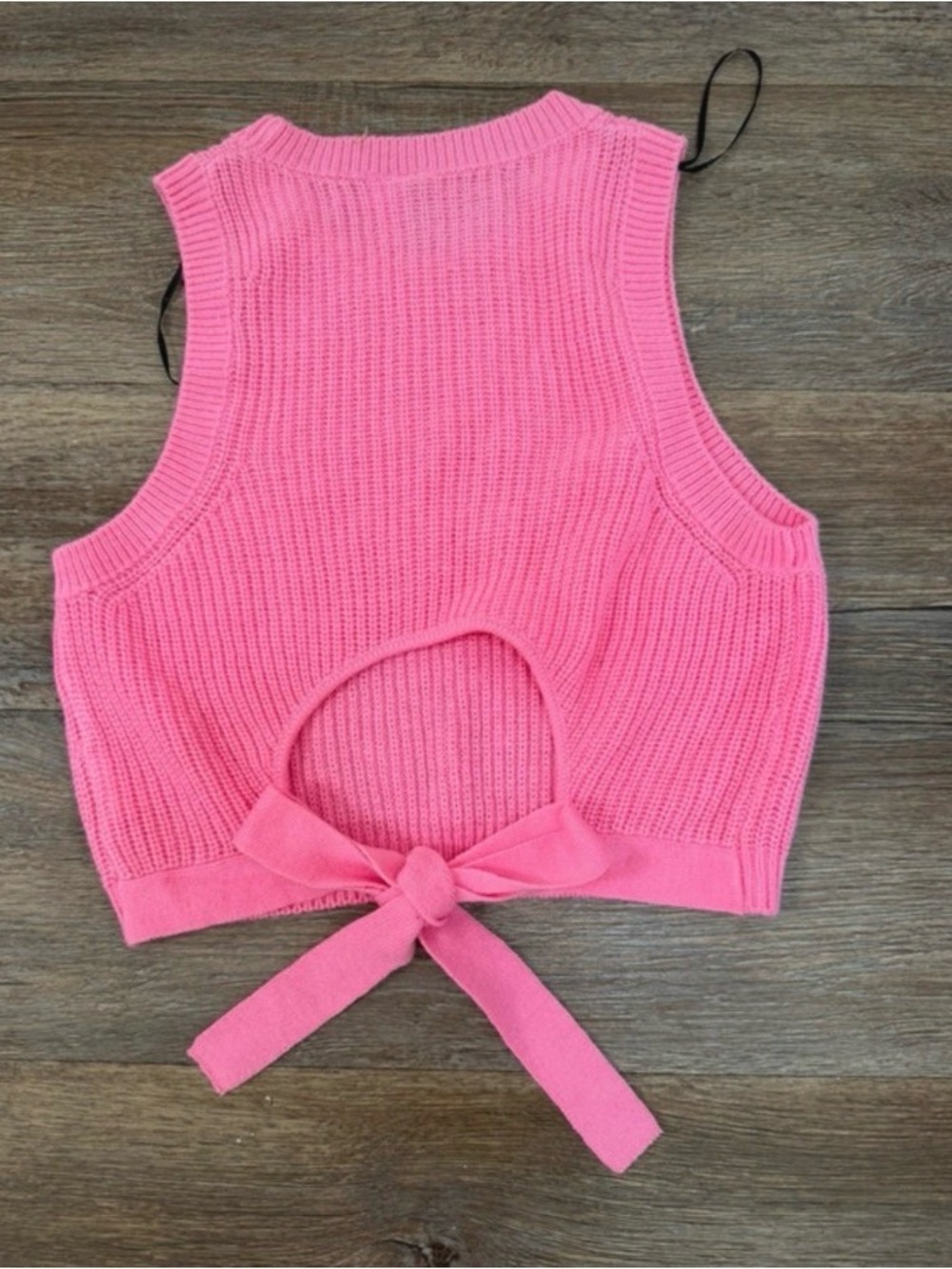 Pink Knit Tie-Back Crop Top - Women